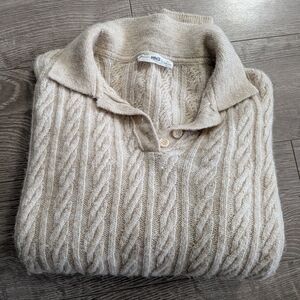 Mango Woman's Cream Cable Knit Sweater